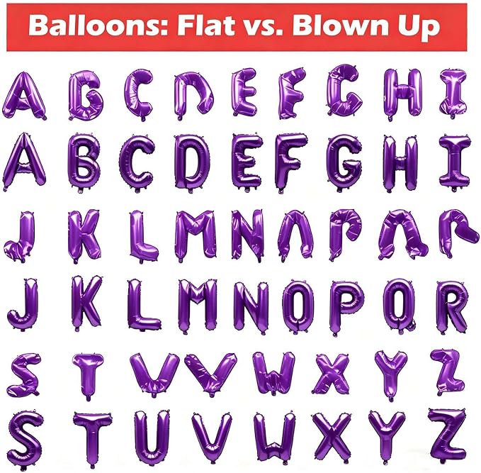 98 Pcs Purple Letter Balloons, Custom 3 Set A-Z Set - Image 4