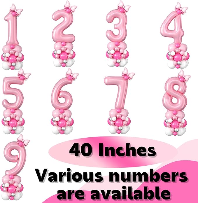 40 Inch Pink Number 7 Balloon for 7th Birthday Decoration Pastel Baby Pink - Image 7