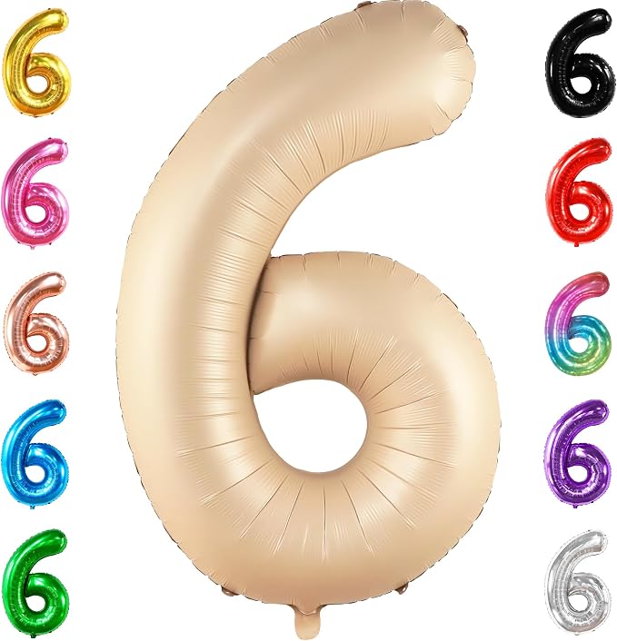 KatchOn Caramel Number 6 Balloon 40 Inch | 6th Birthday Balloon by KatchOn