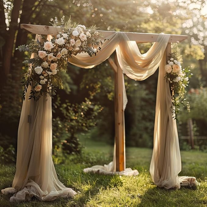 Nude Wedding Arch Draping Fabric Backdrop Drapes Sheer 3 Panels | 28.7"x20FT - Image 7