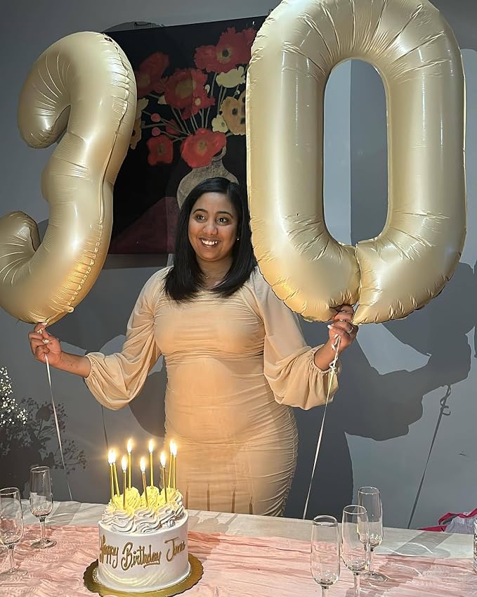 Cream Number 1 Balloon 40 Inch, 1st Birthday Party Decorations Men Women | Foil - Image 2