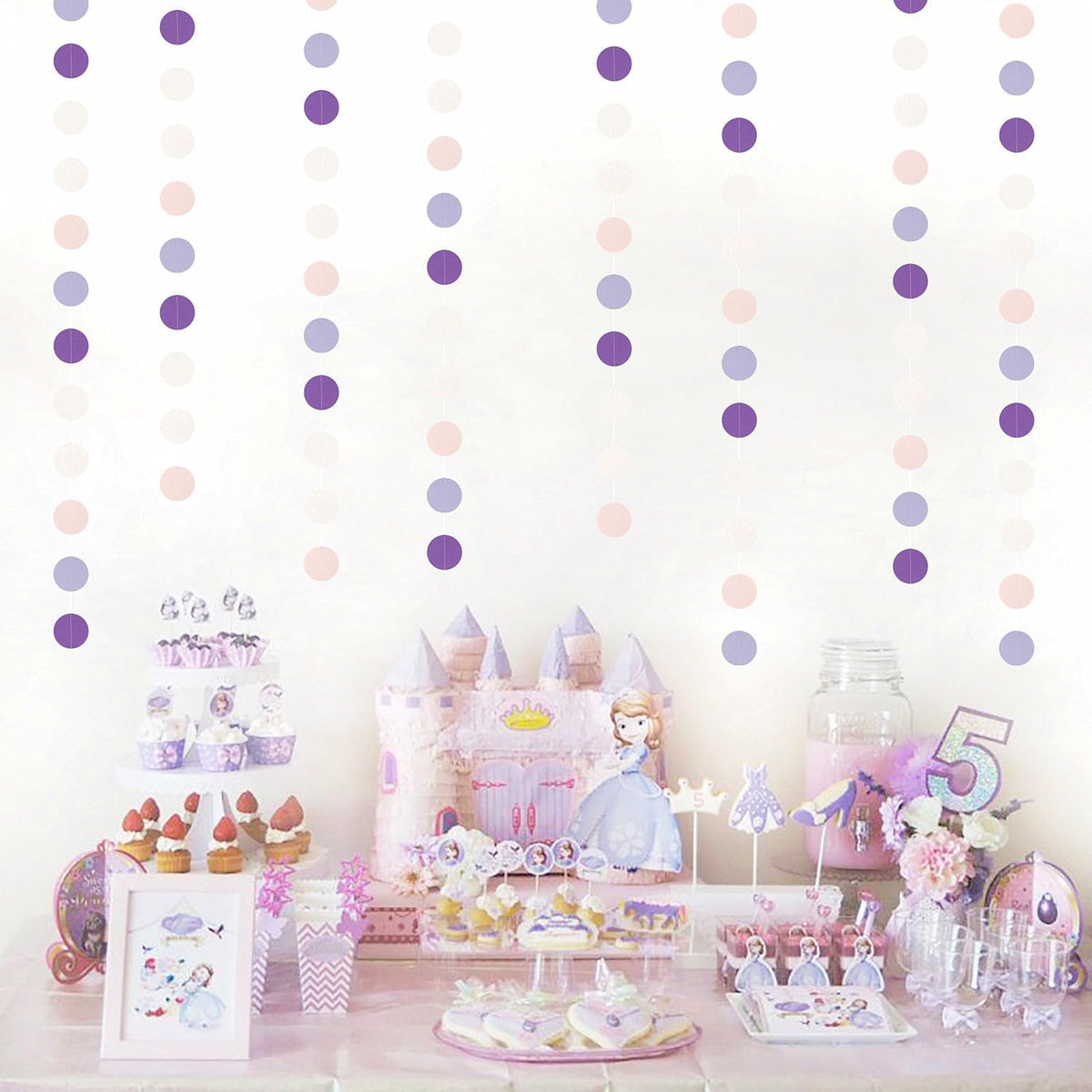 Purple-White Pink Birthday Party-Decorations Streamers - 52FT Girl Women Hanging Paper Garland Banner,Baby Bridal Shower Engagement Wedding Anniversary Bachelorette Backdrop Decor Hugtmr