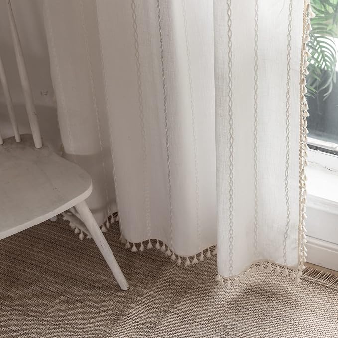 Boho Linen Curtains Off White by BCLBUSTE