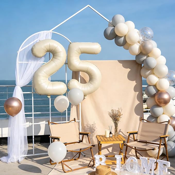 40 In Cream white Number Balloons Helium Foil Mylar Balloon Digital 22 | - Image 4