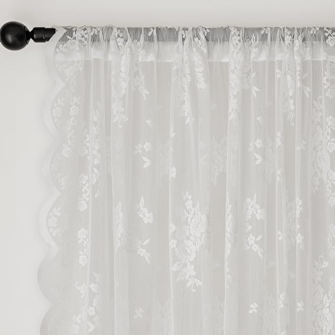 Anmao Vintage Lace Curtains 84 Inches Long 2 Panels, Romantic Elegant Light - Image 5