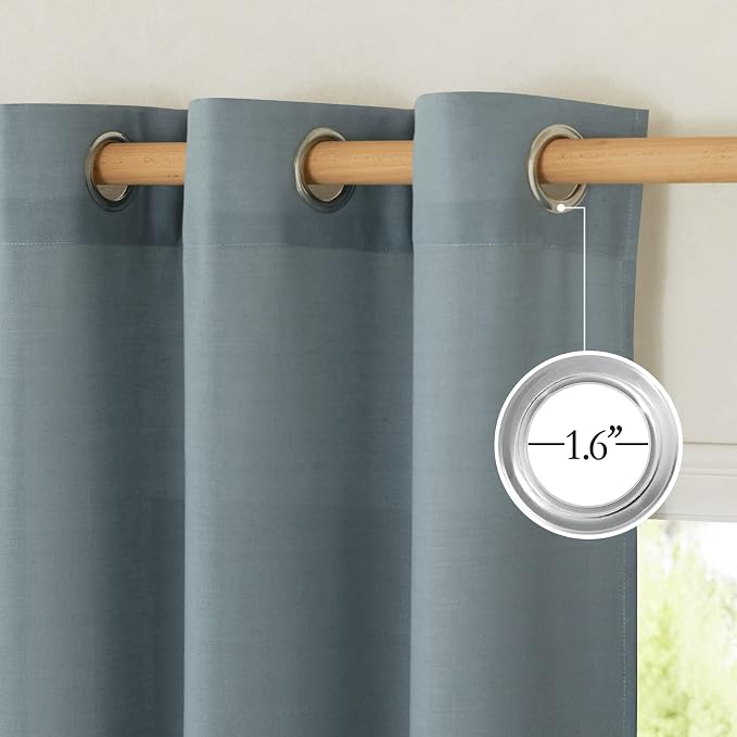 NICETOWN Stone Blue Thick Linen Curtains - Image 2