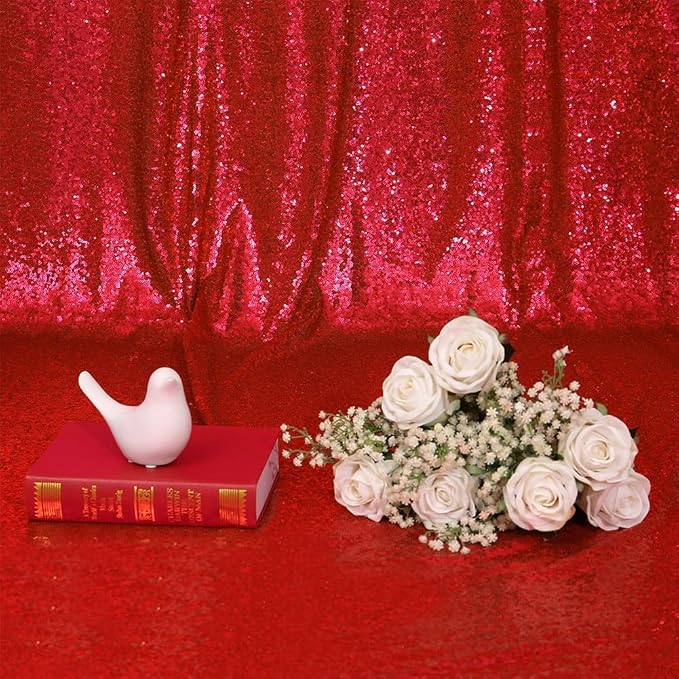 Eternal Beauty Red 3mm Sequin Backdrop 6x6 Ft - Image 9