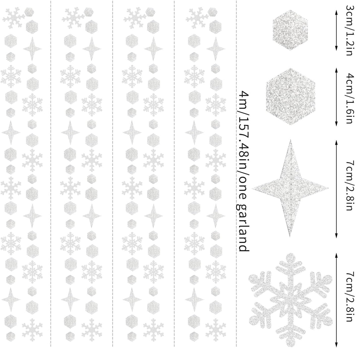 Snowflake-Snow White-Silver Christmas Party-Decorations Streamers - 52Ft White Winter Wonderland Frozen Hanging Paper Garland Banner,Birthday Wedding Baby Shower New Year Supplies Decor Hugtmr