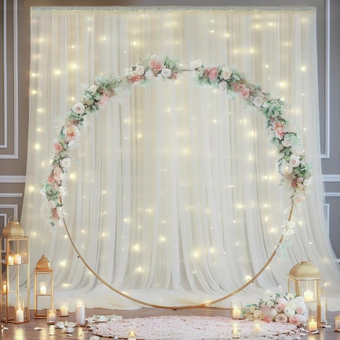 30x8ft Ivory Tulle Backdrop Curtain - Image 7