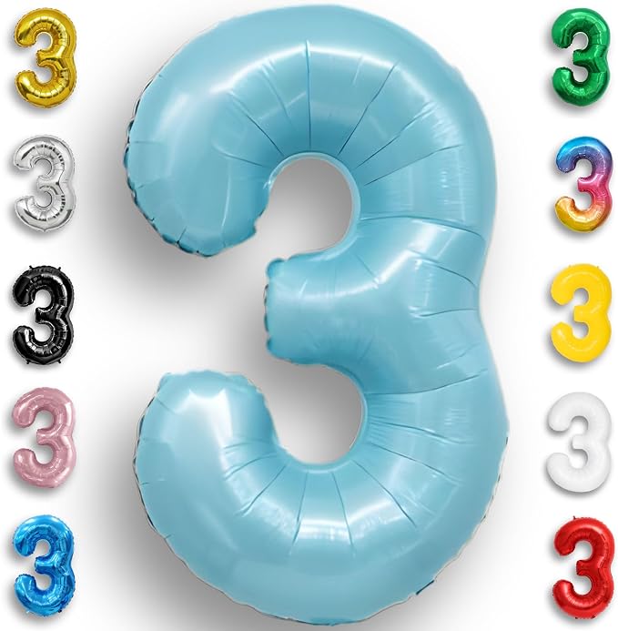 Candy Blue Number Balloon 3 Mylar Foil Balloons 16 Inch by Unknown