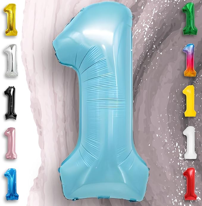 Candy Blue Number Balloon 1 Mylar Foil Balloons 16 Inch - Image 4