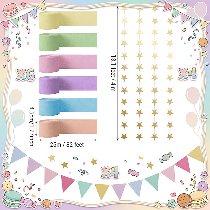 Frienda 14 Pcs Pastel Party Decorations Set - Image 3