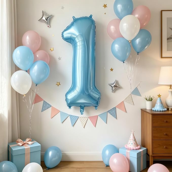 Pastel Blue 0 Balloon Number, Light Blue 0 Balloons - Image 2