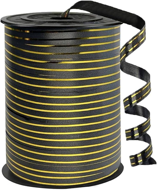 Black Gold Rimmed Balloon Curling Ribbons，219 Yard Ribbon by WFAUIBR