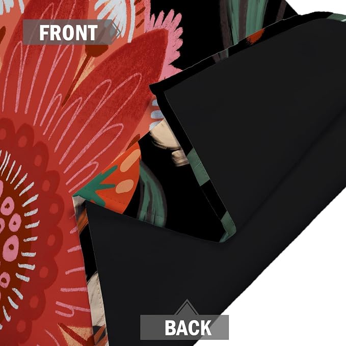 Tyrot Black Red Boho Floral 100% Blackout Curtains - Image 6