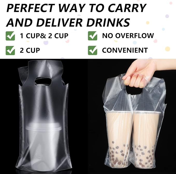 500 Pcs Clear Drink Carrier Bags Plastic - Image 4