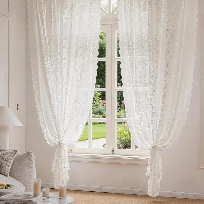 Anmao Vintage Lace Sheer Curtains 54 Inches Long - Image 7