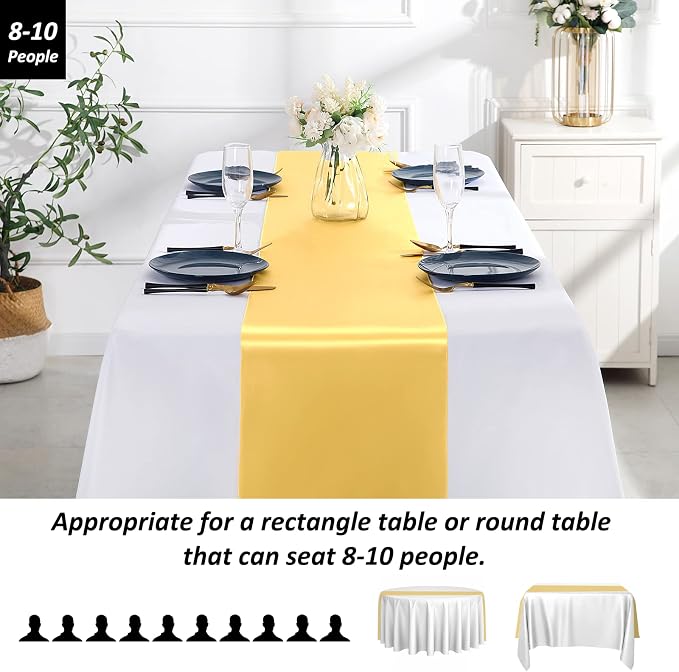 SiinvdaBZX 12 Pcs Gold Satin Table Runner 12 x 108 inches Long | Bright Smooth - Image 3