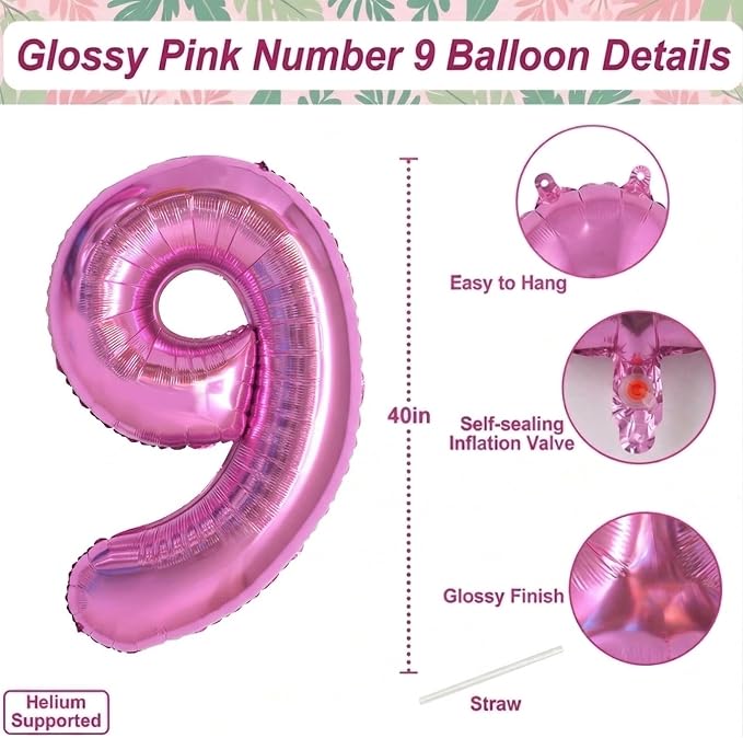 Pink Number 19 Balloon 40 Inch, Sleek Foil Numeral - Image 4