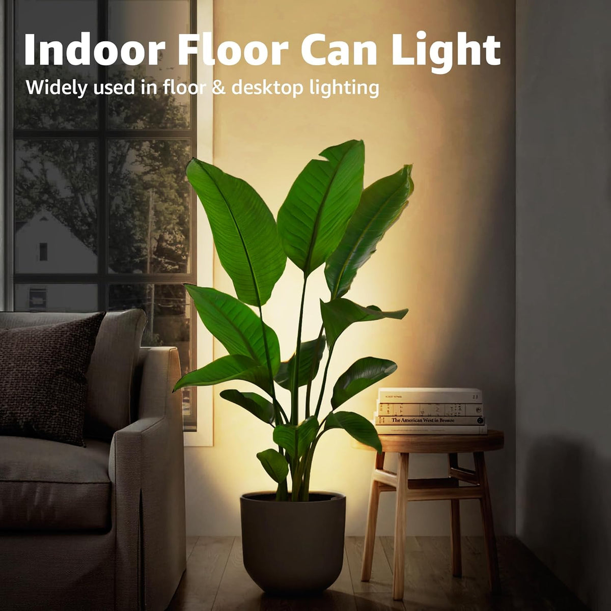 SUNVIE 4 Pack Up Lights Indoor Floor Can Light 5W Uplighting Uplights Indoor with 2700K GU10 Bulbs, Uplight for Home Plant Floor Spotlight with 5.9 FT UL Listed Plug Cord &Foot Switch