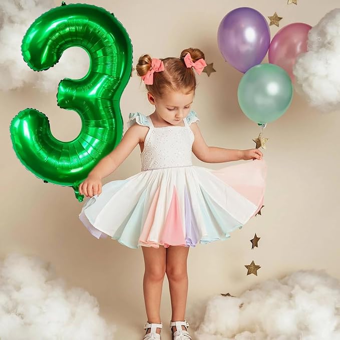 Green Number Balloons, 40 Inch Dark Green Balloon 0. Birthday Party Wedding - Image 7