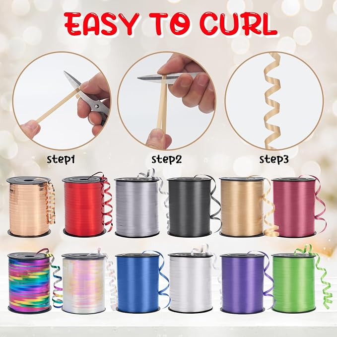 500 Yard Black Curling Ribbon for Gift Wrapping, Balloon Thin String, 3/16" - Image 4