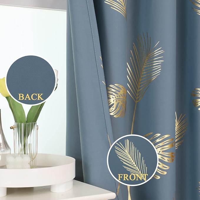 Stone Blue Blackout Curtains 72 Inches Long, Grommet Curtains - Image 3