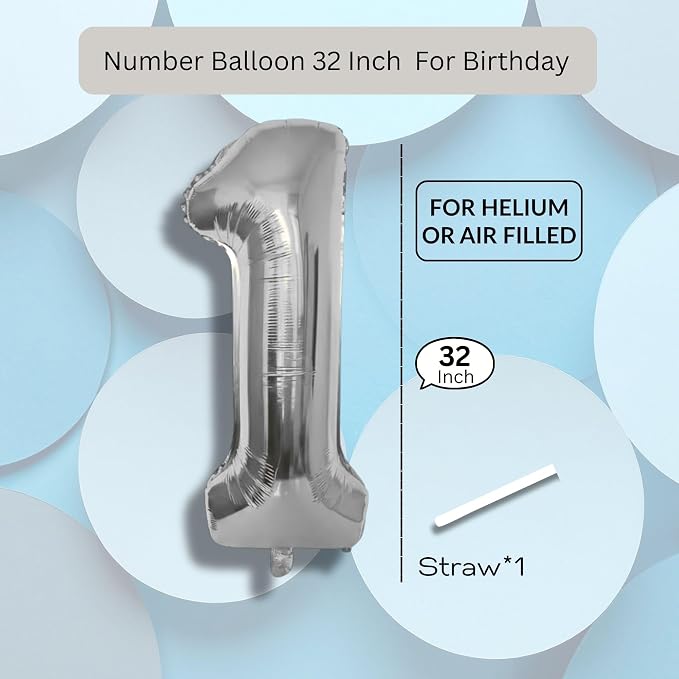 Candy Blue Number Balloon 1 Mylar Foil Balloons 32 inch - Image 8