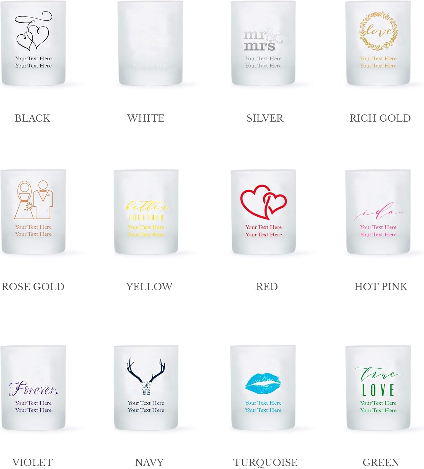 WEDDINGSTAR Personalized 3oz Frosted Shot Glass Customizable Full Color Print - 24 pack