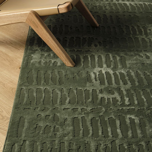 Revival Rugs Shell 2'7"x4'11" Machine Washable Area Rug for Kitchen Bedroom - 100% Recycled Oeko-TEX Certified, Medium Pile, Green