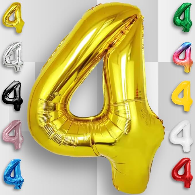 Gold Number Balloon 4 Mylar Foil Balloons 40 inch - Image 4