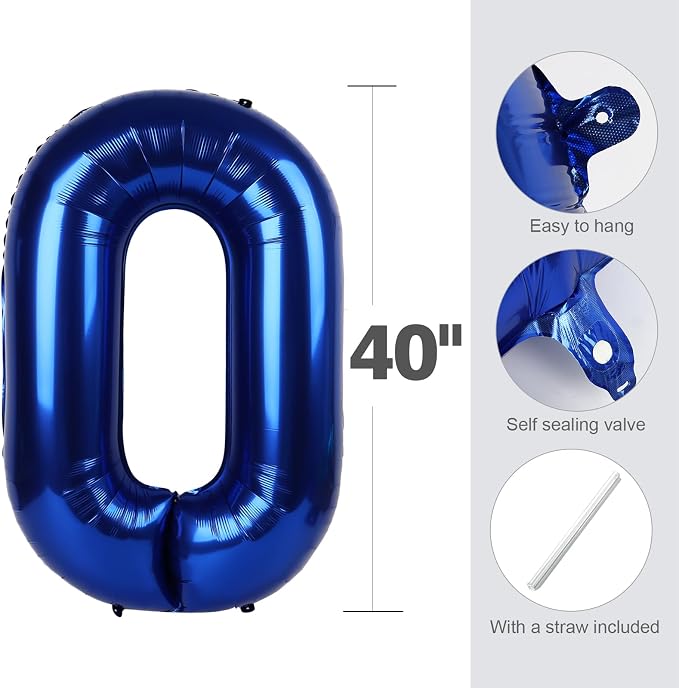 Number Balloons 3 Balloon Navy Blue - Image 5