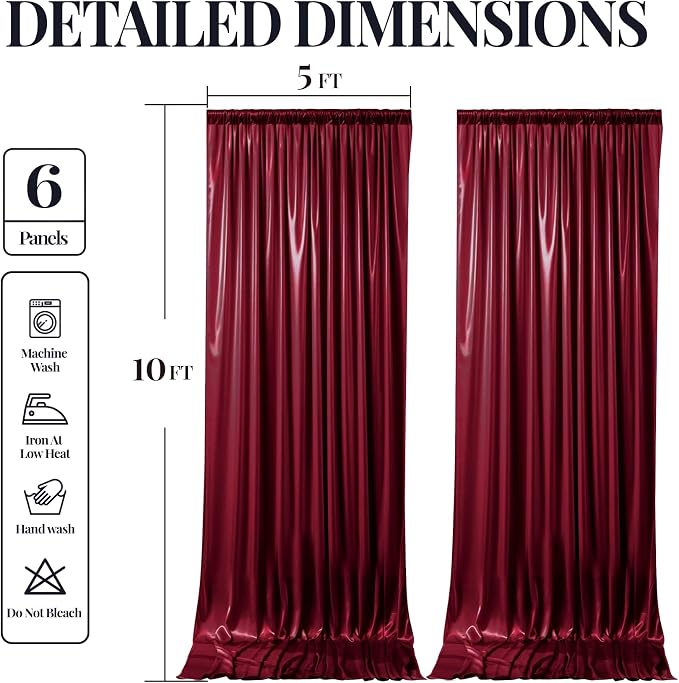 30x10ft Burgundy Glitter Backdrop Curtain - Image 9