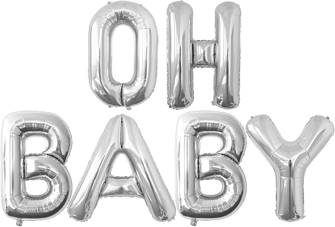 40 Inch Silver OH BABY Balloons - Image 4