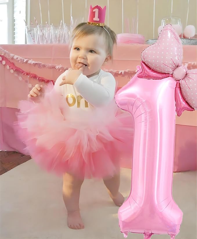 40 inch Number 9 Balloon with Bow Pink Happy Birthday Jumbo Number Balloon - Image 3