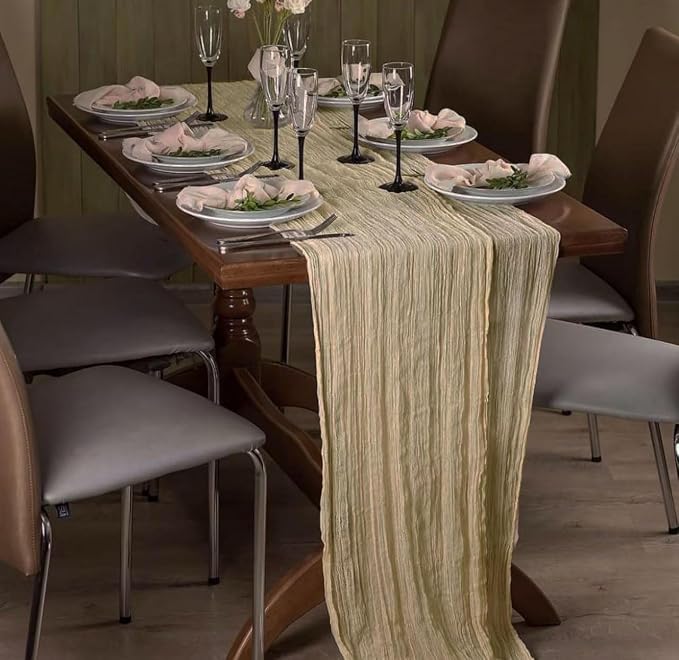 12Pack Beige Cheesecloth Table Runner 20x120inch Gauze Table Runners | Boho - Image 3