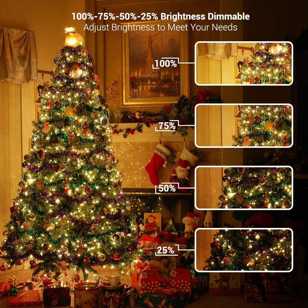 BrizLabs Christmas Lights, 180ft 500 LED Color Changing String Lights, 11 Modes Warm White & Multicolor Christmas Tree Lights with Remote, Dimmable Christmas Lights String Clear Wire for Xmas Decor
