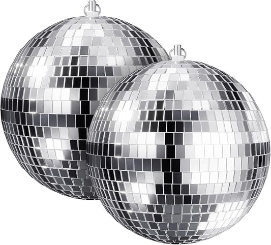 Youdepot 8-Inch Silver Disco Ball 2-Pack Mirror Ball | Hanging Mirror Ball by Youdepot