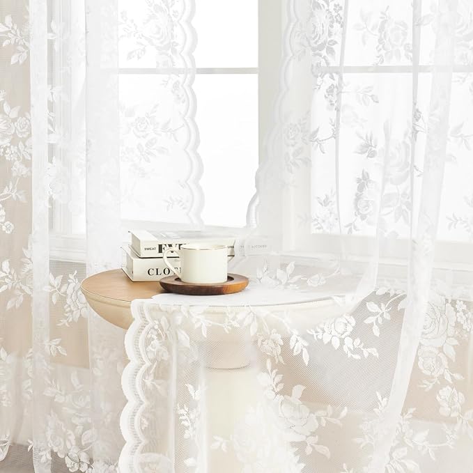 White Lace Curtains 80 Inches Long - Image 2