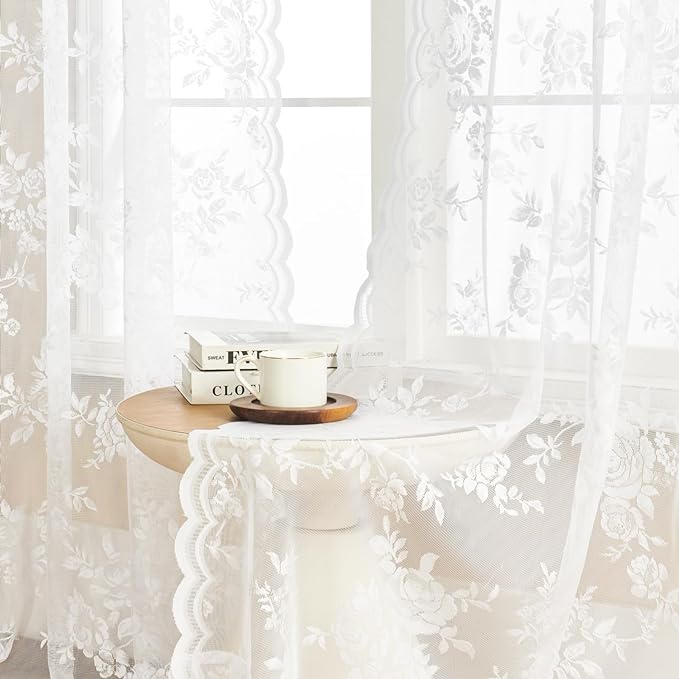 White Lace Curtains 84 Inches Long - Image 3