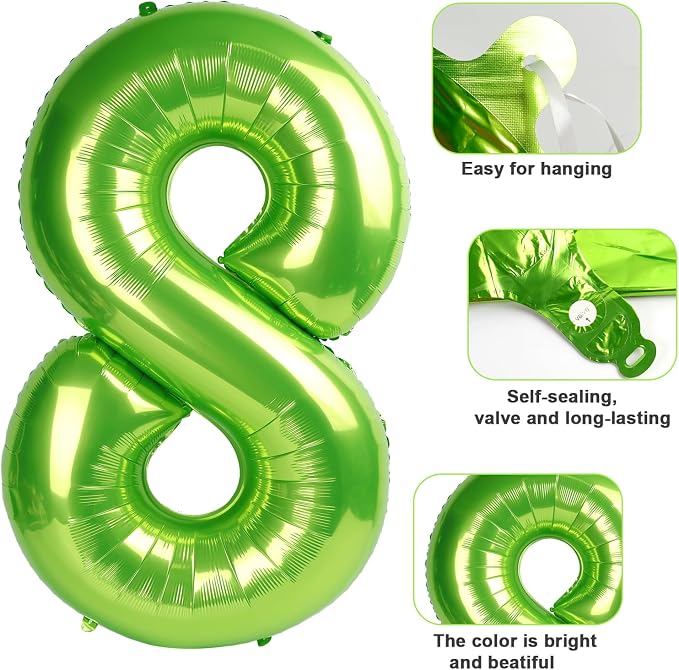 8 Balloon Numbers, 40In Green Balloons - Image 5