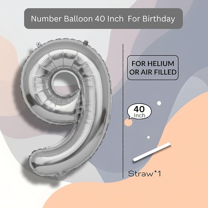 Gold Number Balloon 9 Mylar Foil Balloons 40 inch - Image 8