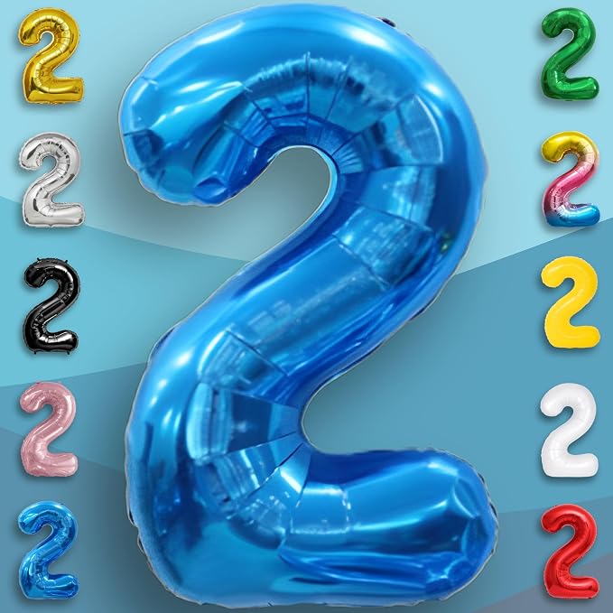 Blue Number Balloon 2 Mylar Foil Balloons 40 inch - Image 4