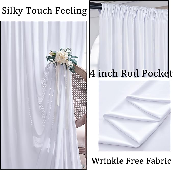 40ft×10ft Wrinkle Free White Backdrop Curtain - Image 2