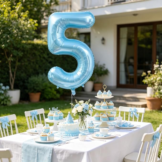 Pastel Blue 6 Balloon Number, Light Blue 6 Balloons - Image 5