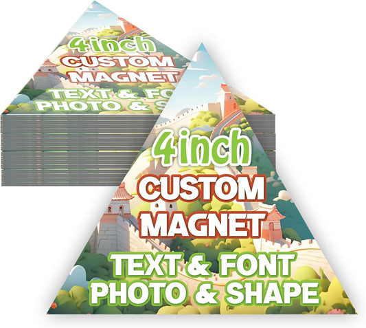 KETABAO – 4" Custom Triangle Photo Magnets - Upload Your Photo for Personalized Magnets - Choose Your Shape - Add Your Text Fridge, Locker, and Car & More