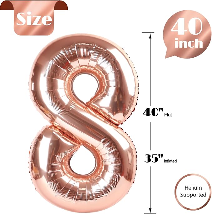 Rose Gold 8 Balloon - Image 5