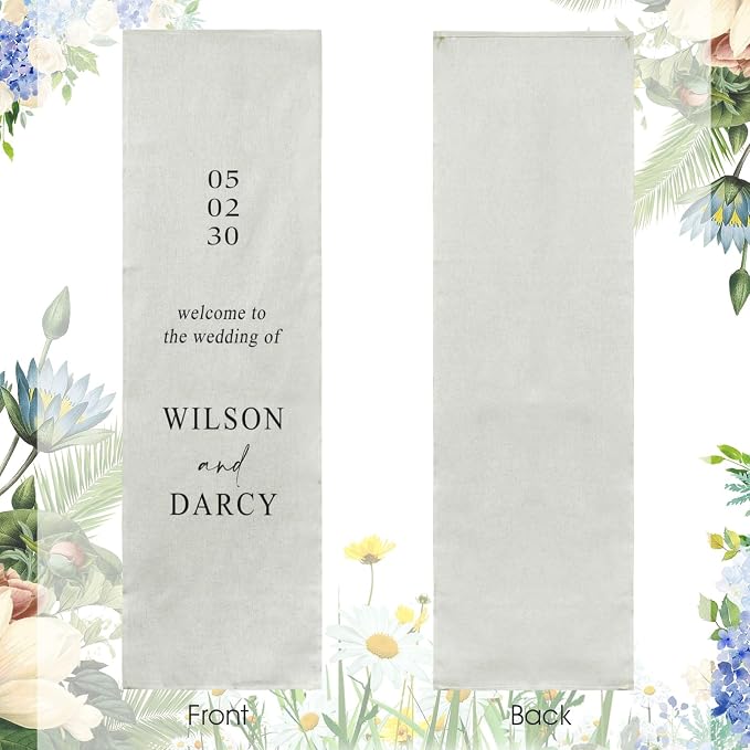 Personalized Fabric Wedding Welcome Sign, Cotton Linen Banner - Image 4