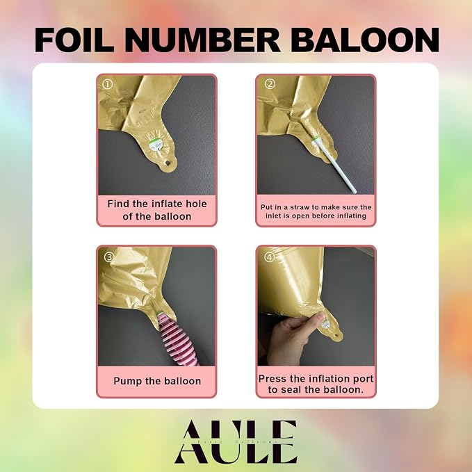 AULE 40 Inch Light Gold 24 Balloon Number Foil 0-9 Birthday Big Numbers | - Image 6