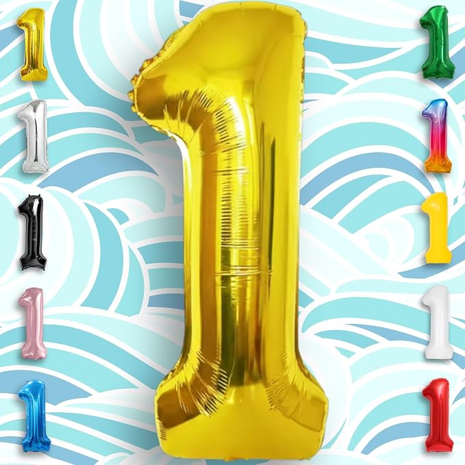 Gold Number Balloon 1 Mylar Foil Balloons 16 inch - Image 2